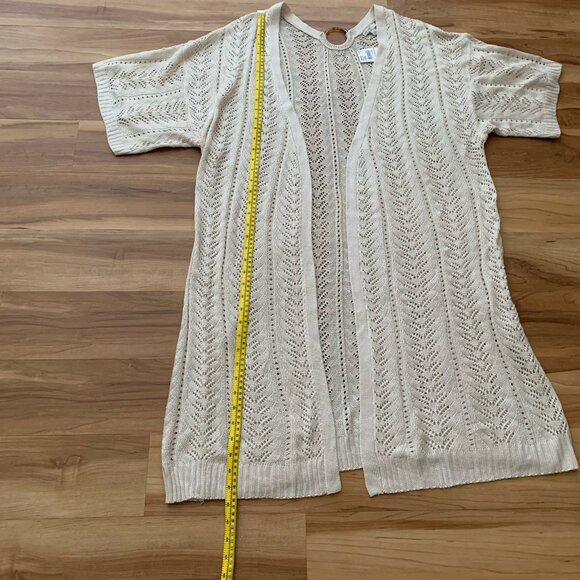 C EST. 1946 Beige Crochet Acrylic Boho Duster Size 18/20 Open Front NWT - Picture 2 of 10